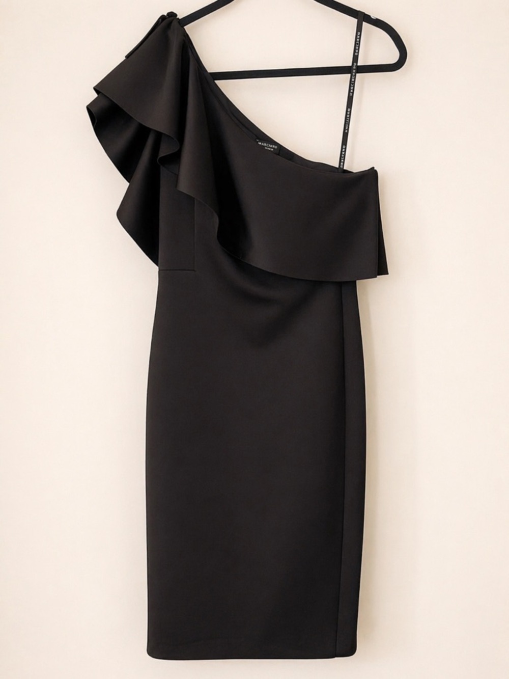 Black One Shoulder Ruffle Cocktail Dress | Statement Shoulder Evening Dress